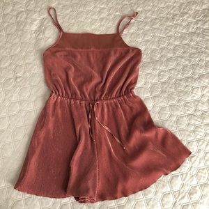 Mauve Ribbed Spaghetti Strap Romper